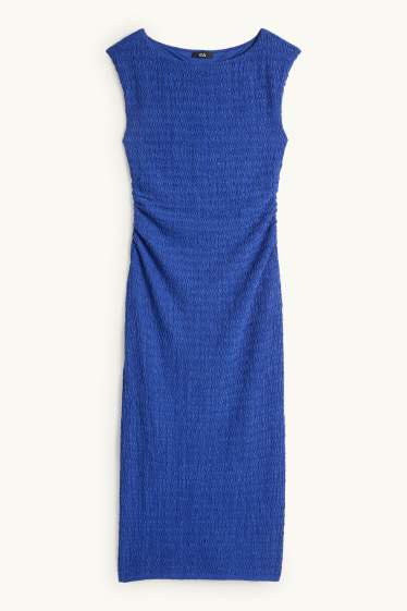 Dames - Bodycon jurk - met structuur - donkerblauw