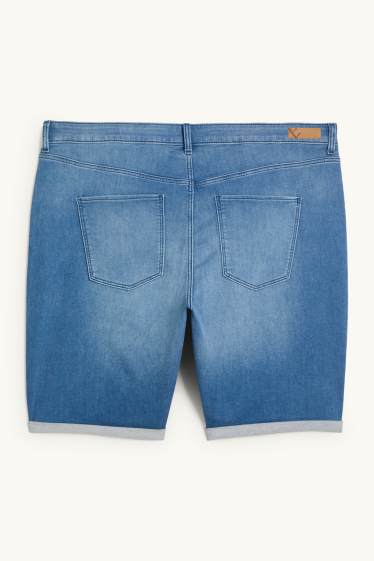 Dámské - Džínové bermudy - mid waist - jog denim - modrá
