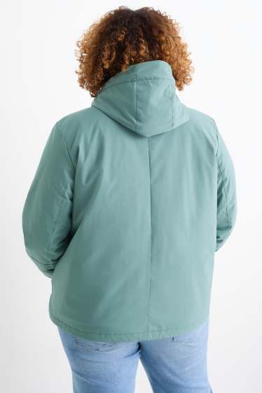 Donna - Giacca con cappuccio - foderata - idrorepellente - turchese