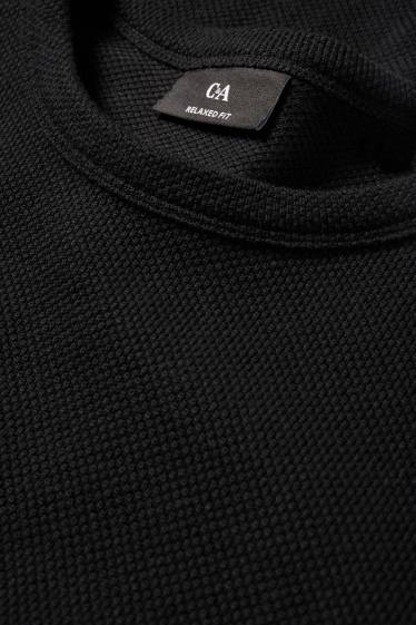 Pánské - Tričko - relaxed fit - strukturované - černá