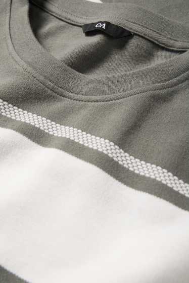 Herren - T-Shirt - Regular Fit - gestreift - strukturiert - weiss / grün