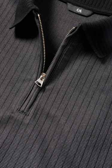 Bărbați - Tricou polo - regular fit - reiat - negru