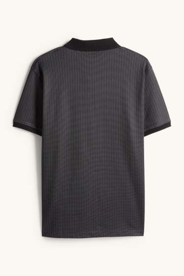 Bărbați - Tricou polo - regular fit - reiat - negru