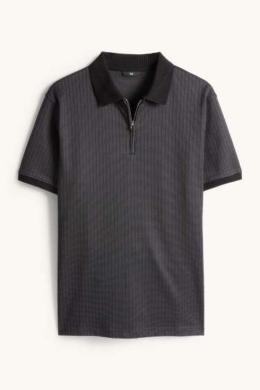 Bărbați - Tricou polo - regular fit - reiat - negru