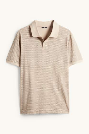 Heren - Poloshirt - regular fit - met patroon - beige