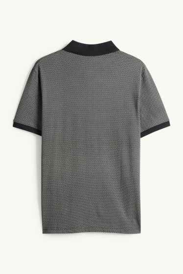 Heren - Poloshirt - regular fit - met patroon - zwart