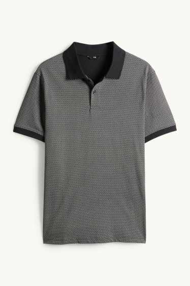 Heren - Poloshirt - regular fit - met patroon - zwart