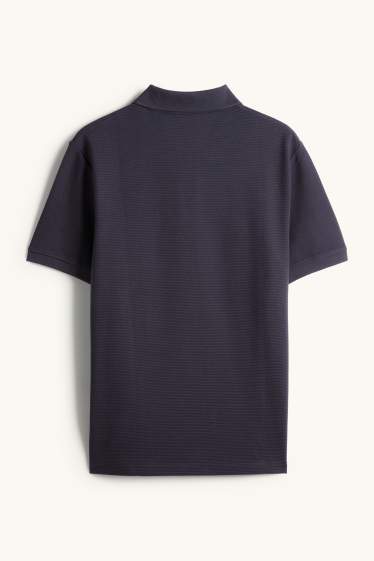 Pánské - Polokošile - regular fit - žebrovaná - tmavomodrá