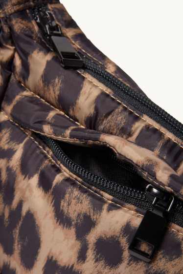 Damen - Umhängetasche - Leo-Print - schwarz / beige