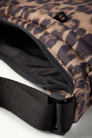 Damen - Umhängetasche - Leo-Print - schwarz / beige