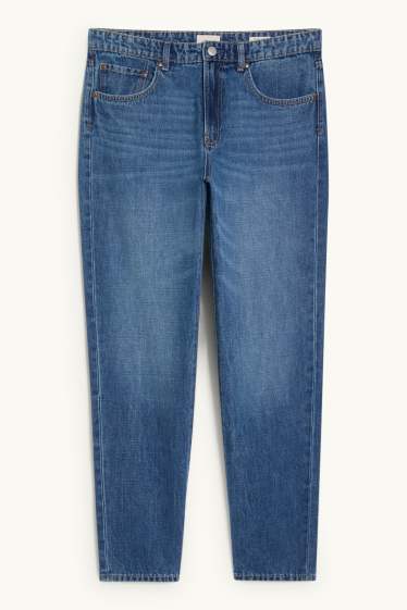 Men - Relaxed tapered jeans with linen content - blue