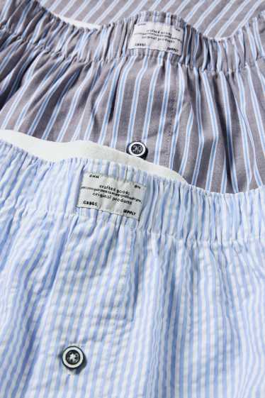 Heren - Set van 2 - boxershort - geweven - gestreept - lichtblauw