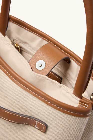 Dámské - Malá kabelka shopper s odnímatelným popruhem - béžová