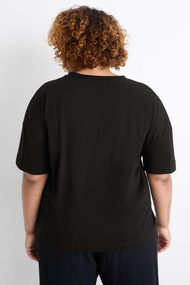 Damen - T-Shirt - Regular Fit - Glanz-Effekt - Peanuts - schwarz