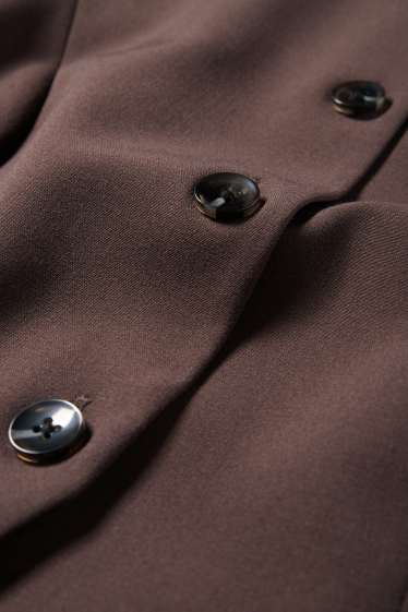 Women - Waistcoat - fitted - dark brown