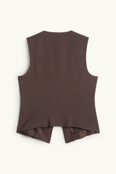 Women - Waistcoat - fitted - dark brown