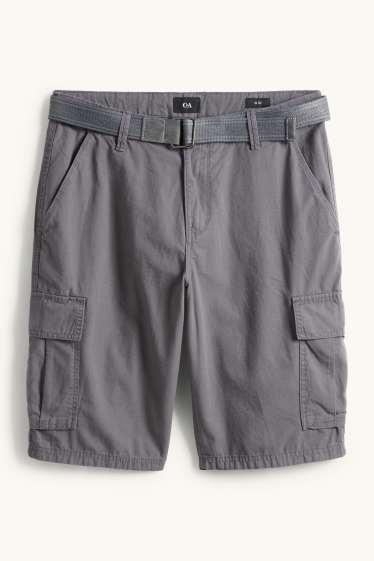 Herren - Cargo-Shorts mit Gürtel - grau