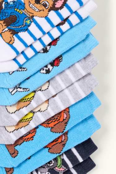 Kinder Buben - Multipack 5er - PAW Patrol - Chase -Sneakersocken mit Motiv - hellblau