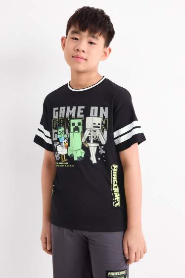Enfants garçons - Minecraft - ensemble - T-shirt et short - 2 pièces - noir