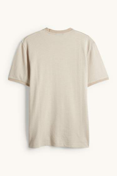 Heren - T-shirt - regular fit - met structuur - beige