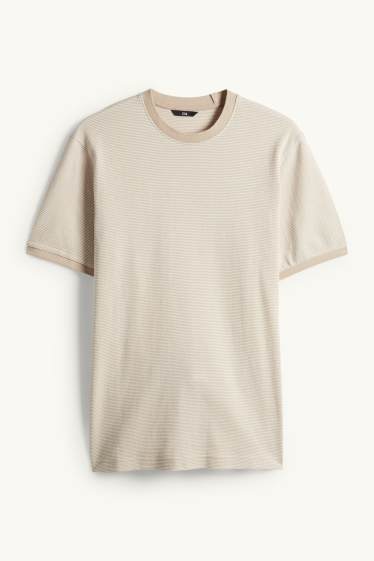 Heren - T-shirt - regular fit - met structuur - beige
