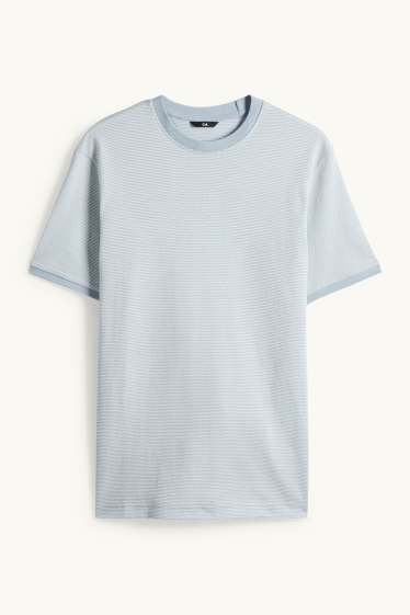 Heren - T-shirt - regular fit - met structuur - lichtblauw