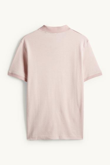 Pánské - Polokošile - regular fit - strukturovaná - růžová