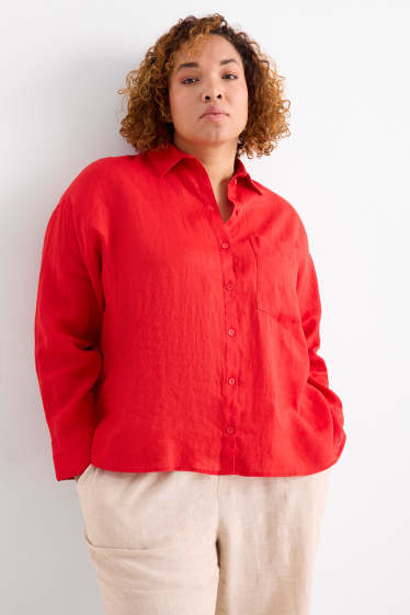 Femmes - Chemisier en lin - rouge