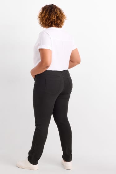 Women - Slim jeans - mid-rise waist - black