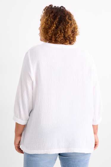 Femmes - Chemisier en gaze de coton - blanc