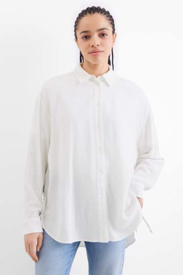 Femmes - Chemisier contenant du lin - blanc