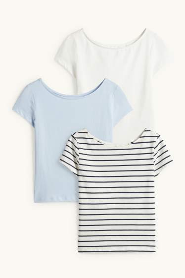 Kinderen: meisjes - Set van 3 - T-shirt - wit / zwart