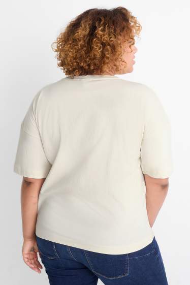 Damen - T-Shirt - Regular Fit - Glanz-Effekt - Peanuts - beige