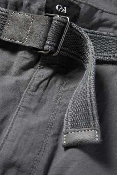 Herren - Cargo-Shorts mit Gürtel - strukturiert - dunkelgrau