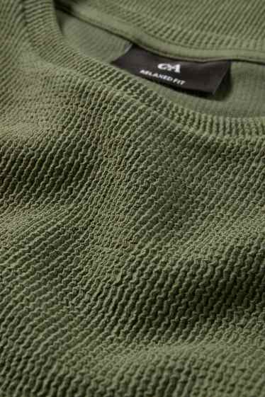 Pánské - Tričko - relaxed fit - strukturované - zelená