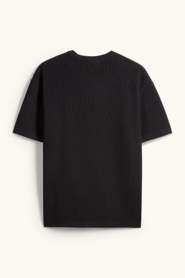 Pánské - Tričko - relaxed fit - strukturované - černá