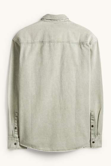 Hommes - Chemise en jean - relaxed fit - col kent - vert clair