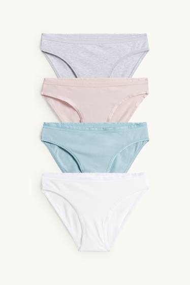 Donna - Confezione da 4 - slip - bianco / turchese
