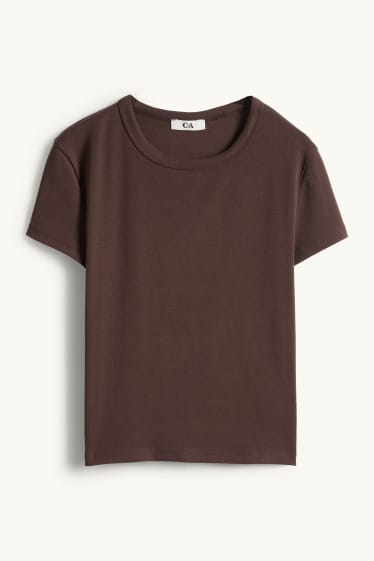 Femei - Tricou - slim fit - maro închis