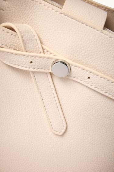 Damen - Kleiner Shopper mit abnehmbarem Taschengurt - Lederimitat - hellbeige