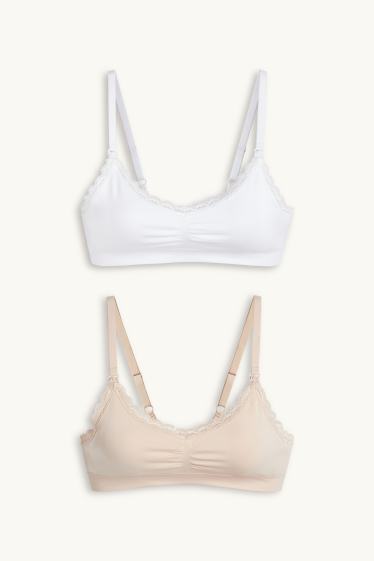 Donna - Confezione da 2 - reggiseno per allattamento - bianco / beige