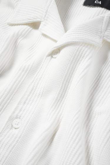 Home - Camisa - regular fit - coll solapa - texturada - blanc