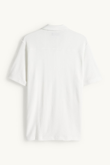 Home - Camisa - regular fit - coll solapa - texturada - blanc