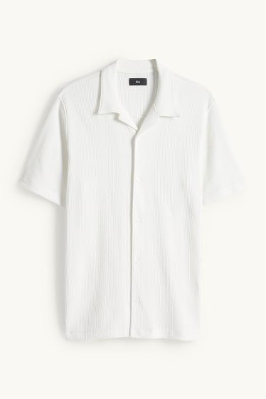 Home - Camisa - regular fit - coll solapa - texturada - blanc