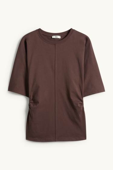 Femmes - T-shirt - slim fit - marron foncé