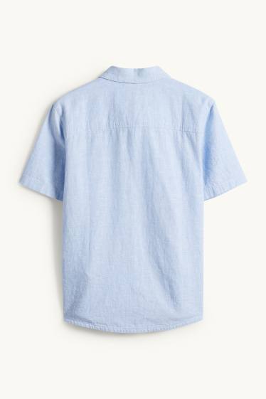 Niños - Camisa - mezcla de lino - azul claro