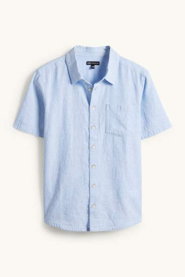 Niños - Camisa - mezcla de lino - azul claro