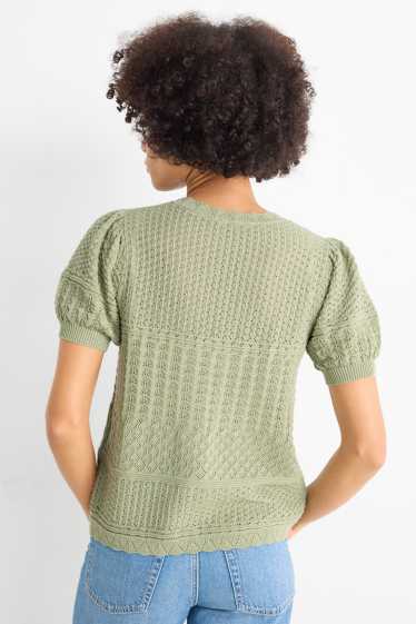 Femmes - Gilet de maille - texturé - vert