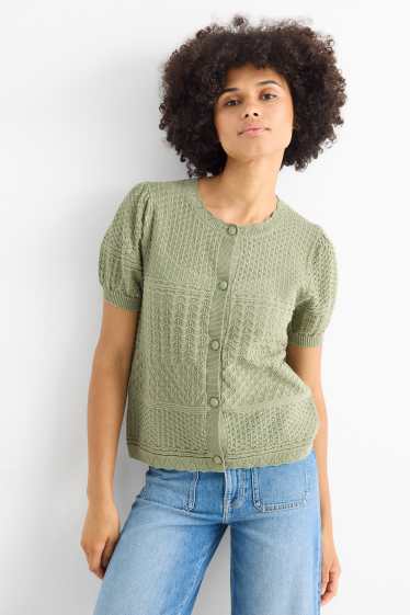 Femmes - Gilet de maille - texturé - vert