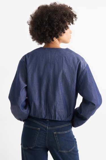 Women - Denim bomber jacket - dark blue